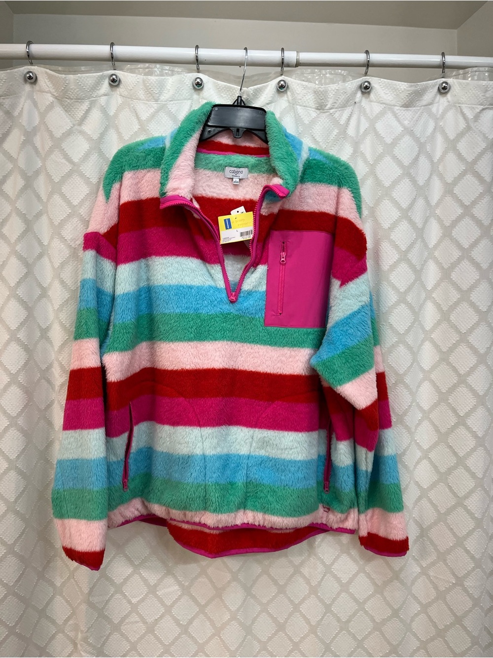 Colorful Striped Half-Zip Fleece Jacket - Multi